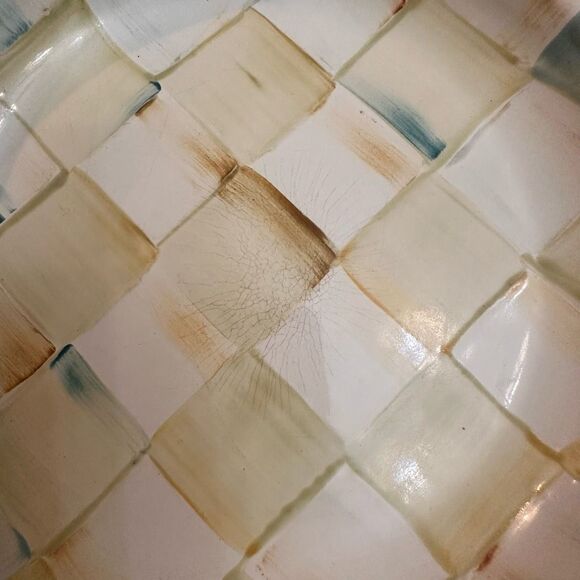 MacKenzie-Childs 4 Piece Pasta Bowl in Parchment Check Pattern - Picture 5 of 11